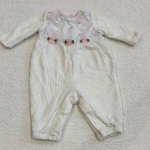 Vintage Baby Headquarters Embroidered Floral Baby Romper Sz 3/6 M